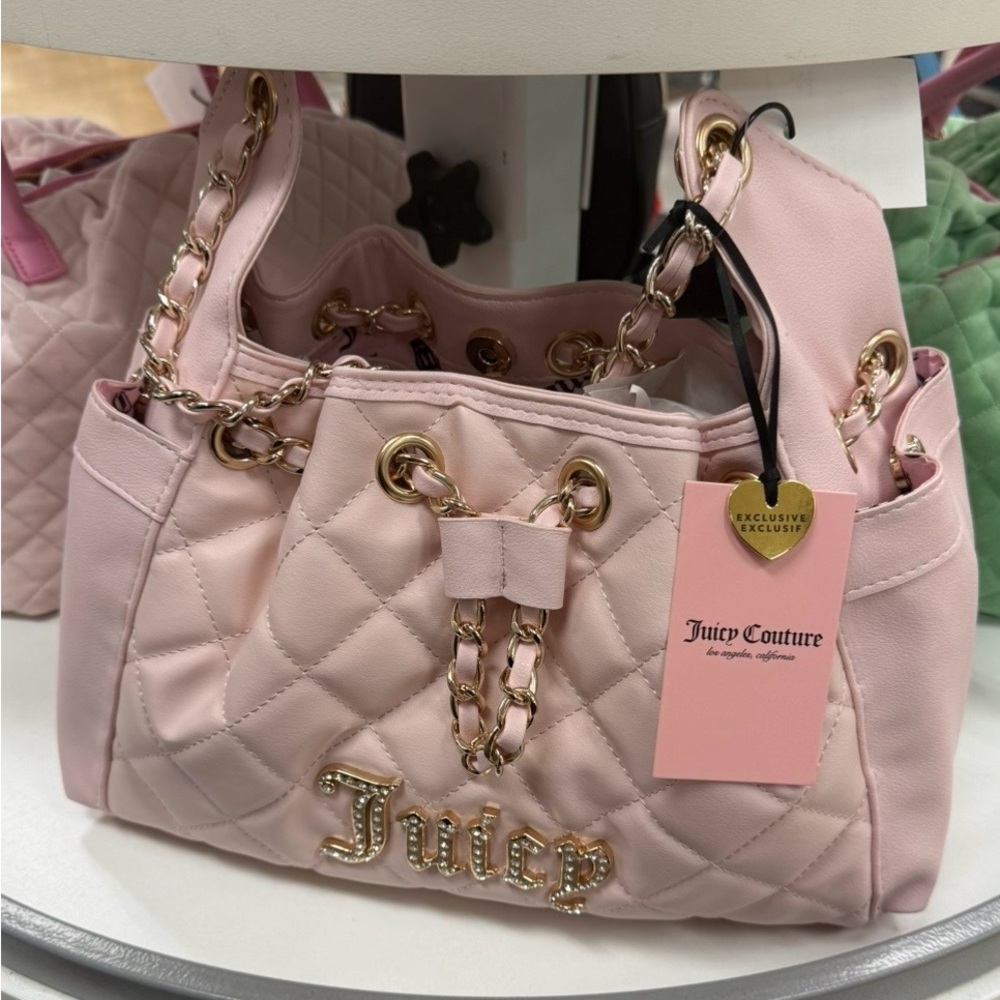 Juicy Couture Blush Quilted Shoulder Bag with Gold Chain